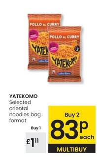 Oferta de Yatekomo - Selected Oriental Noodles Bag Format por 1,11€ en Eroski