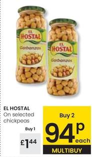 Oferta de El Hostal - On Selected Chickpeas por 1,44€ en Eroski