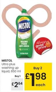Oferta de Mistol - Ultra Plus Washing Up Liquid por 2,64€ en Eroski
