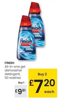 Oferta de Finish - All-in-one Gel Dishwasher Detergemt por 9,61€ en Eroski