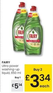 Oferta de Fairy - Ultra Power Washing-up Liquid por 5,14€ en Eroski