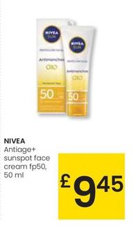 Oferta de Nivea - Antiage + Sunspot Face Cream Fp50 por 9,45€ en Eroski