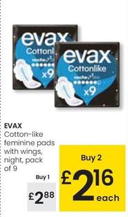 Oferta de Evax - Cotton-like Feminine Pads With Wings por 2,88€ en Eroski