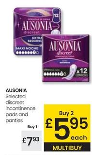 Oferta de Ausonia - Selected Discreet Incontinence Pads And Panties por 7,93€ en Eroski