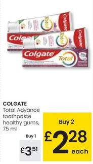 Oferta de Colgate - Total Advance Toothpaste Healthy Gums por 3,51€ en Eroski