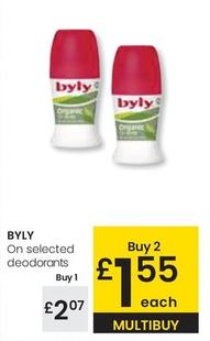 Oferta de Byly - On Selected Deodorants por 2,07€ en Eroski
