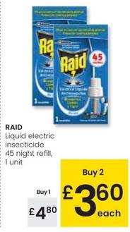Oferta de Raid - Liquid Electric Inseticide 45 Night Refill por 4,8€ en Eroski