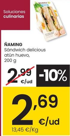 Oferta de Ñaming - Sandwich Delicious Atun Huevo por 2,69€ en Eroski