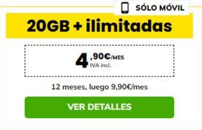 Oferta de Tarifas móvil por 4,9€ en MÁSmóvil