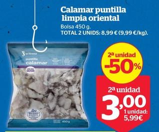 Oferta de Calamar Puntilla Limpia Oriental por 5,99€ en La Sirena