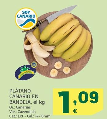 Oferta de Platano Canario En Bandeja - Banana por 1,09€ en HiperDino
