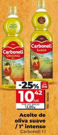 Oferta de Carbonell - Aceite De Oliva Suave / 1° Intenso por 10,42€ en Dia