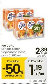 Oferta de Pascual - Bifrutas Sabor Tropical Con Leche por 2,39€ en Eroski