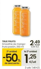 Oferta de True Fruits - Smoothie De Mango-fruta Pasion por 2,49€ en Eroski