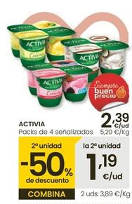 Oferta de Activia - Pack De 4 Senalizados por 2,39€ en Eroski
