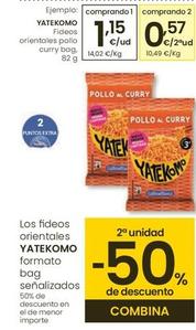 Oferta de Yatekomo - Fideos Orientales Pollo Curry Bag por 1,15€ en Eroski