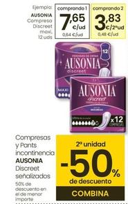 Oferta de Ausonia - Compresa Discreet Maxi por 7,65€ en Eroski