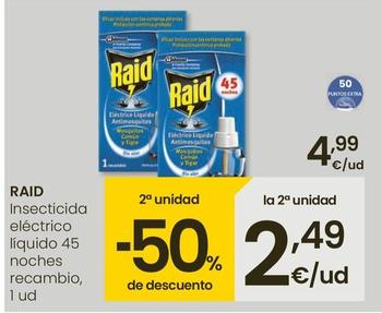 Oferta de Raid - Insecticida Eléctrico Líquido 45 Noches Recambio por 4,99€ en Eroski