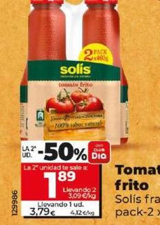 Oferta de Solís - Tomate Frito por 3,79€ en Dia