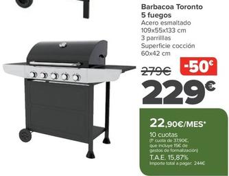Oferta de Barbacoa Toronto 5 Fuegos por 229€ en Carrefour