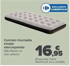 Oferta de Colchón Hinchable Simple Aterciopelado por 16,95€ en Carrefour