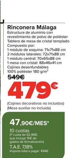 Oferta de Rinconera Málaga por 479€ en Carrefour