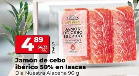 Oferta de Dia Nuestra Alacena - Jamon De Cebo Iberico 50% En Lascas por 4,89€ en Dia