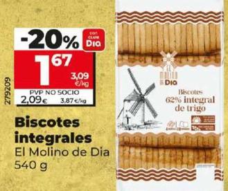 Oferta de El Molino De Dia - Biscotes Integrales  por 1,67€ en Dia