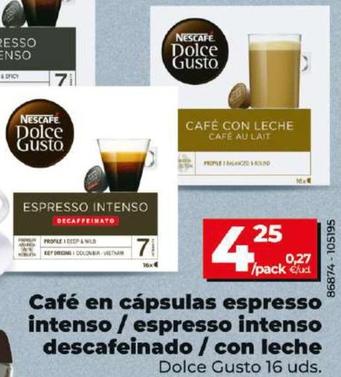 Oferta de Dolce Gusto - Cafe En Capsulas Espresso Intenso / Espresso Intenso Descafeinado / Con Leche por 4,25€ en Dia