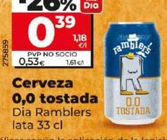 Oferta de Dia Ramblers - Cerveza 0,0 Tostada por 0,39€ en Dia