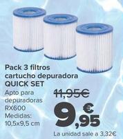Oferta de Pack 3 Filtros Cartucho Depuradora Quick Set por 9,95€ en Carrefour