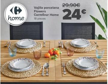 Oferta de Carrefour Home - Vajilla Porcelana Flowers por 24€ en Carrefour