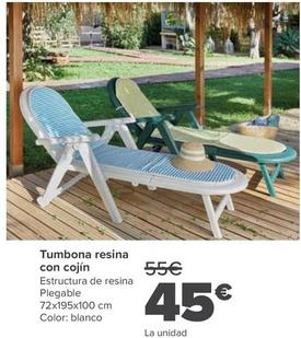 Oferta de Tumbona Resina Con Cojin por 45€ en Carrefour
