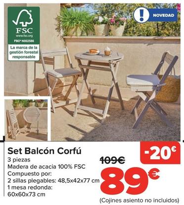 Oferta de Set Balcon Corfu por 89€ en Carrefour