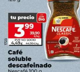 Oferta de Nescafé - Café Soluble Descafeinado por 3,99€ en Dia