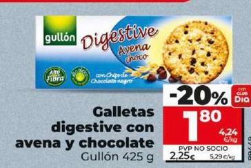 Oferta de Gullón - Galletas Digestive Con Avena Y Chocolate por 1,8€ en Dia