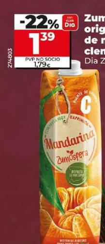 Oferta de Dia Zumosfera - Zumo 100% Exprimido Origen Espana De Mandarinas Clemenules por 1,39€ en Dia