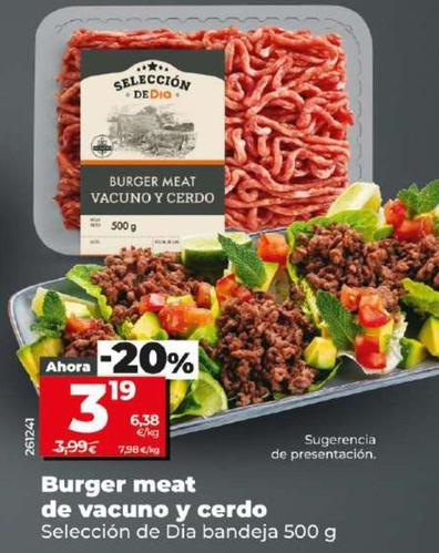 Oferta de Seleccion De Dia Bandeja - Burger Meat De Vacuno Y Cerdo por 3,19€ en Dia