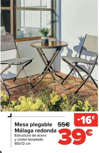 Oferta de Mesa Plegable Málaga Redonda por 39€ en Carrefour