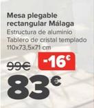 Oferta de Mesa Plegable Rectangular Málaga por 83€ en Carrefour
