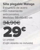Oferta de Silla Plegable Málaga por 29€ en Carrefour