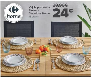 Oferta de Carrefour Home - Vajilla Porcelana  Flowers   por 24€ en Carrefour