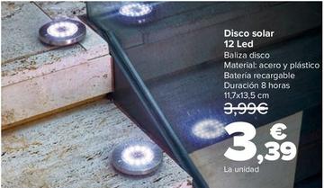 Oferta de Disco Solar  12 Led por 3,39€ en Carrefour