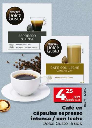 Oferta de Dolce Gusto - Café en Cápsulas Espresso Intenso / con Leche por 4,25€ en Dia