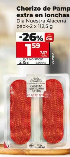 Oferta de Dia Nuesta Alacena - Chorizo De Pamplona Extra En Lonchas  por 1,59€ en Dia