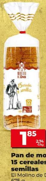 Oferta de El Molino De Dia - Pan De Molde 15 Cereales Y Semillas  por 1,79€ en Dia