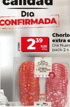 Oferta de Dia Nuestra Alacena - Chorizo Y Salchichon Eztra En Lonchas por 2,39€ en Dia