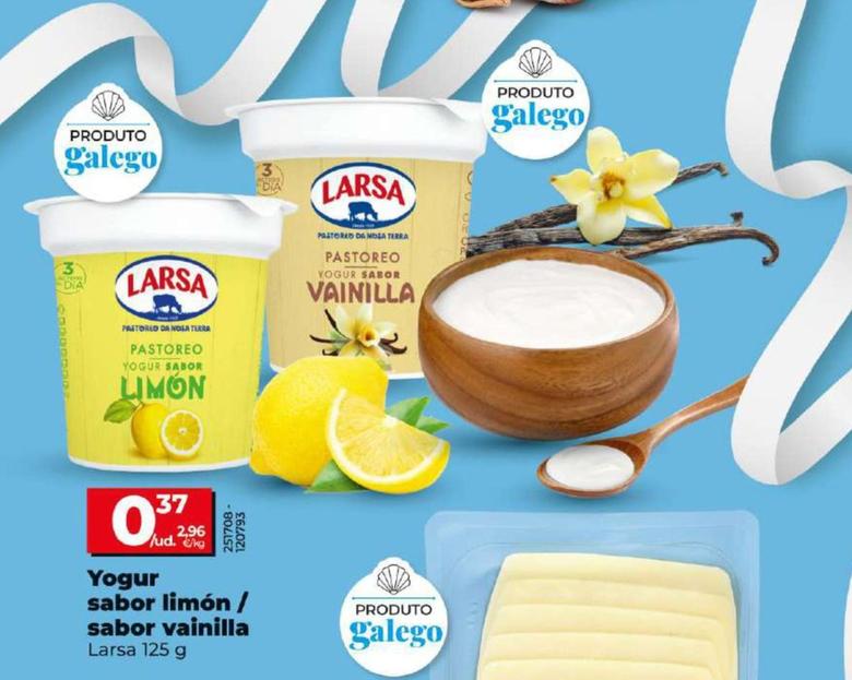 Oferta de Larsa - Yogur Sabor Limon / Sabor Vainilla por 0,37€ en Dia