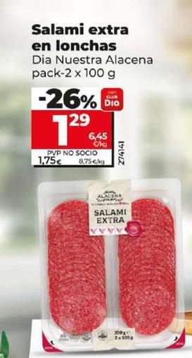 Oferta de Dia Nuestra Alacena - Salami Extra En Lonchas por 1,29€ en Dia