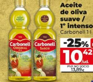 Oferta de Carbonell - Aceite De Oliva Suave / 1 Intenso por 10,42€ en Dia